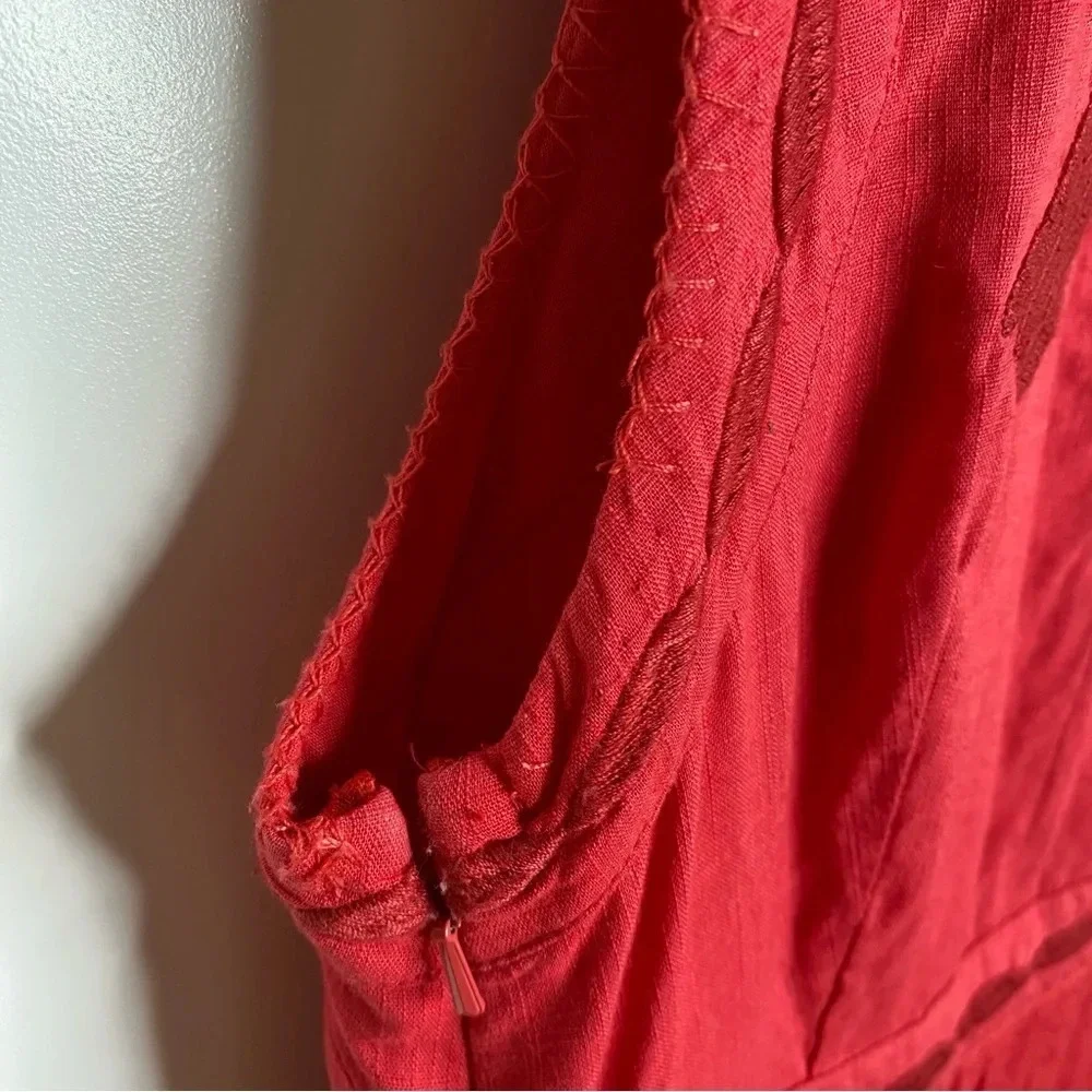 Free People Birds Of A Feather Coral Red Embroidered Sleveless Mini Dres… - Picture 12 of 16